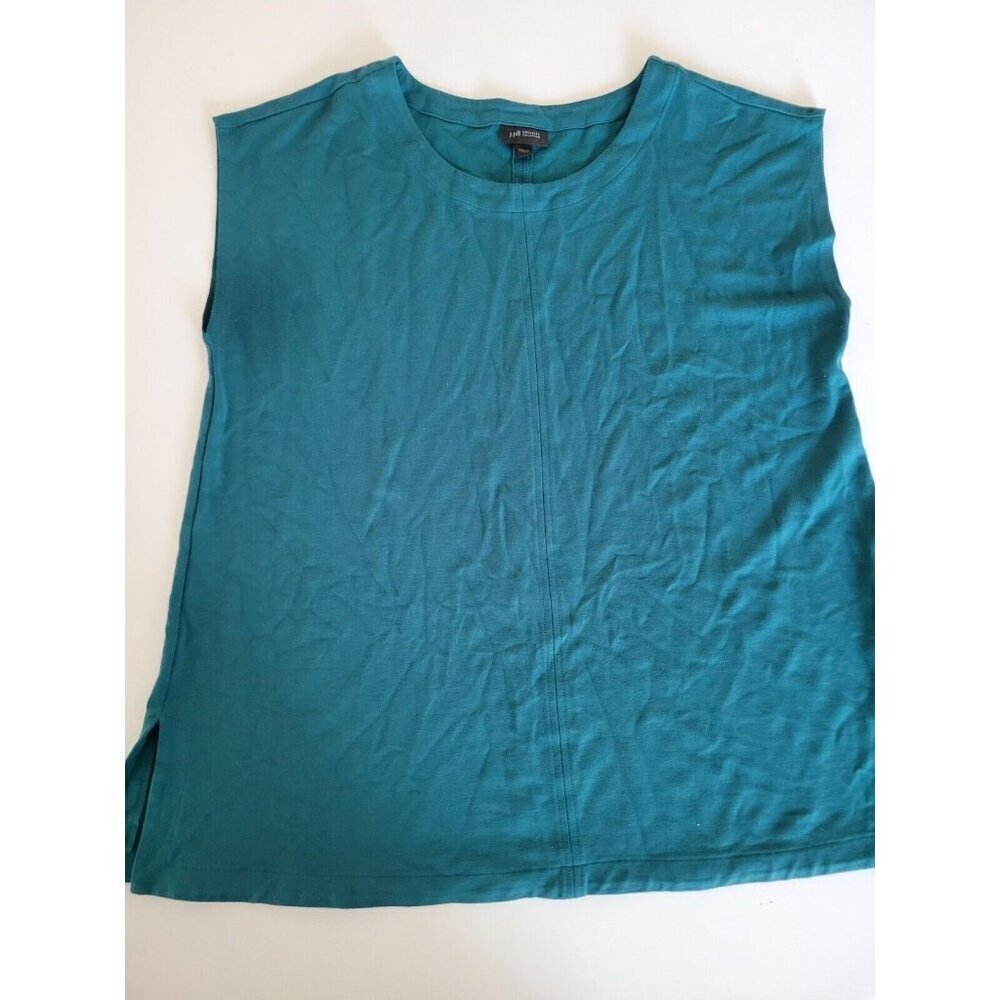 J. Jill Wearever Large Sleeveless Tunic Top Soft Stretch Jersey Knit Green